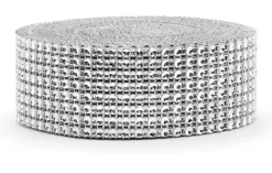PartyDeco Taśma z cyrkoniami - srebrne, 4 cm x 9 m > Dodatki Dekoracyjne