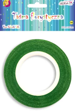 Tasiemka florystyczna 25 mm x 25 m - zielona > Taśmy Florystyczne