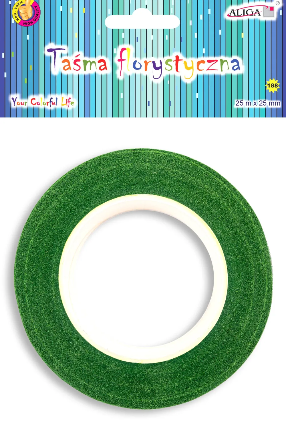 Tasiemka florystyczna 25 mm x 25 m - zielona > Taśmy Florystyczne