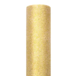 PartyDeco Tiul dekoracyjny Glittery - złoty, 15 cm x 9 m