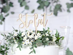 PartyDeco Topper na tort, ciasto Sto lat - drewniany, 14 cm > Toppery Na Wypieki