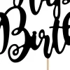 PartyDeco Topper na tort Happy Birthday - czarny