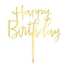 PartyPal Topper na tort Happy Birthday - złoty, 13 x 13,5 cm > Toppery Na Wypieki