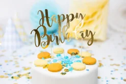 PartyDeco Topper na tort Happy Birthday - złoty, 22,5 cm ><noscript><img width=