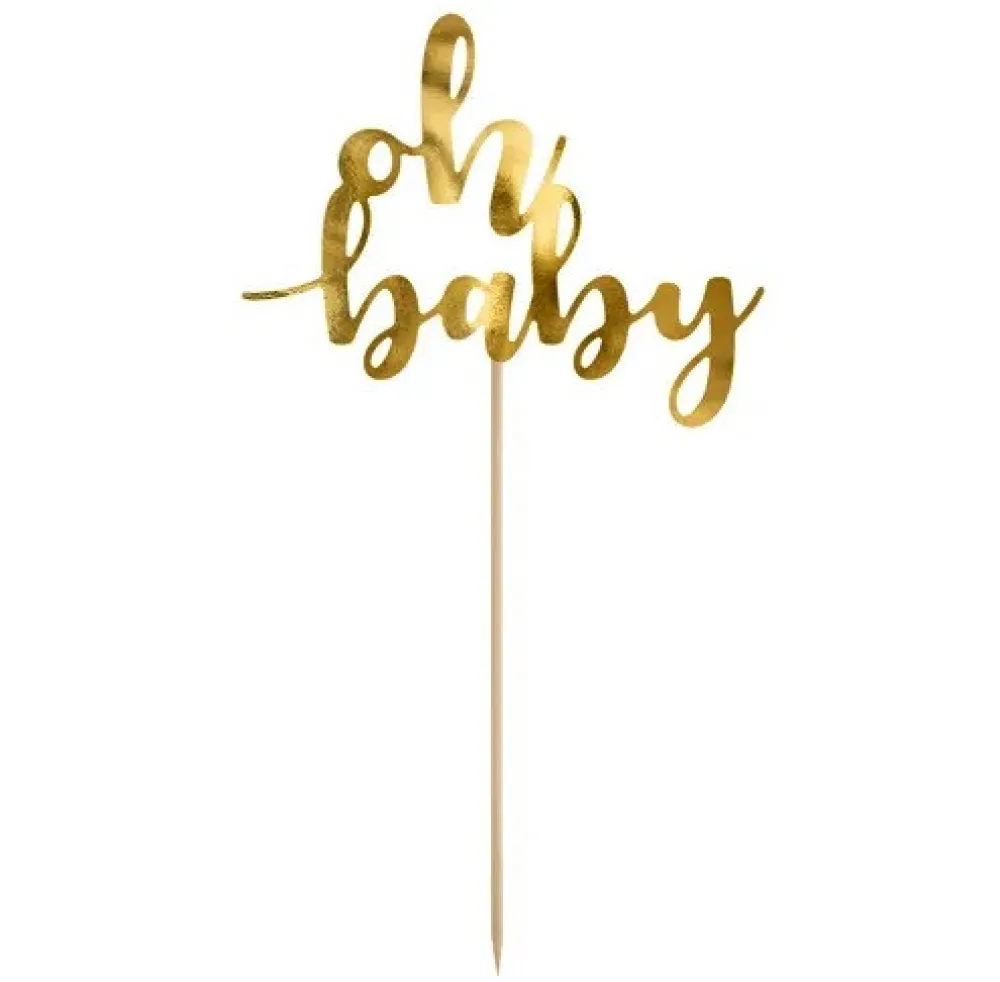 PartyDeco Topper na tort, Oh Baby - złoty, 25 cm > Toppery Na Wypieki