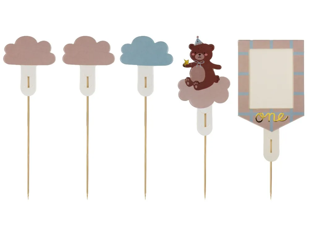 PartyDeco Toppery do muffinek Miś - 12-14 cm, 5 szt. > Toppery Na Wypieki