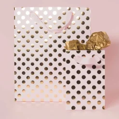 Rico Design Torba prezentowa w kropki - - różowo-złota, 12 x 18 x 10 cm