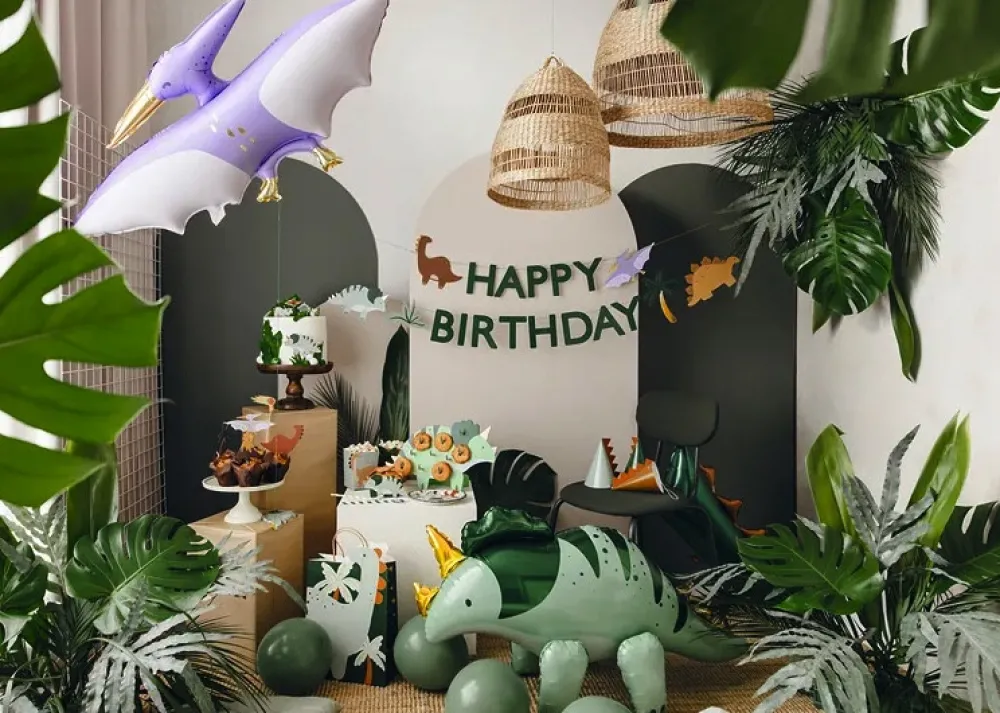 PartyDeco Torebka na prezenty Dinozaur - zielona, 10 x 24 x 37 cm