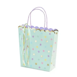 PartyDeco Torebka na prezenty, Gwiazdki - niebieska, 22 x 23 x 8 cm > Torby Papierowe