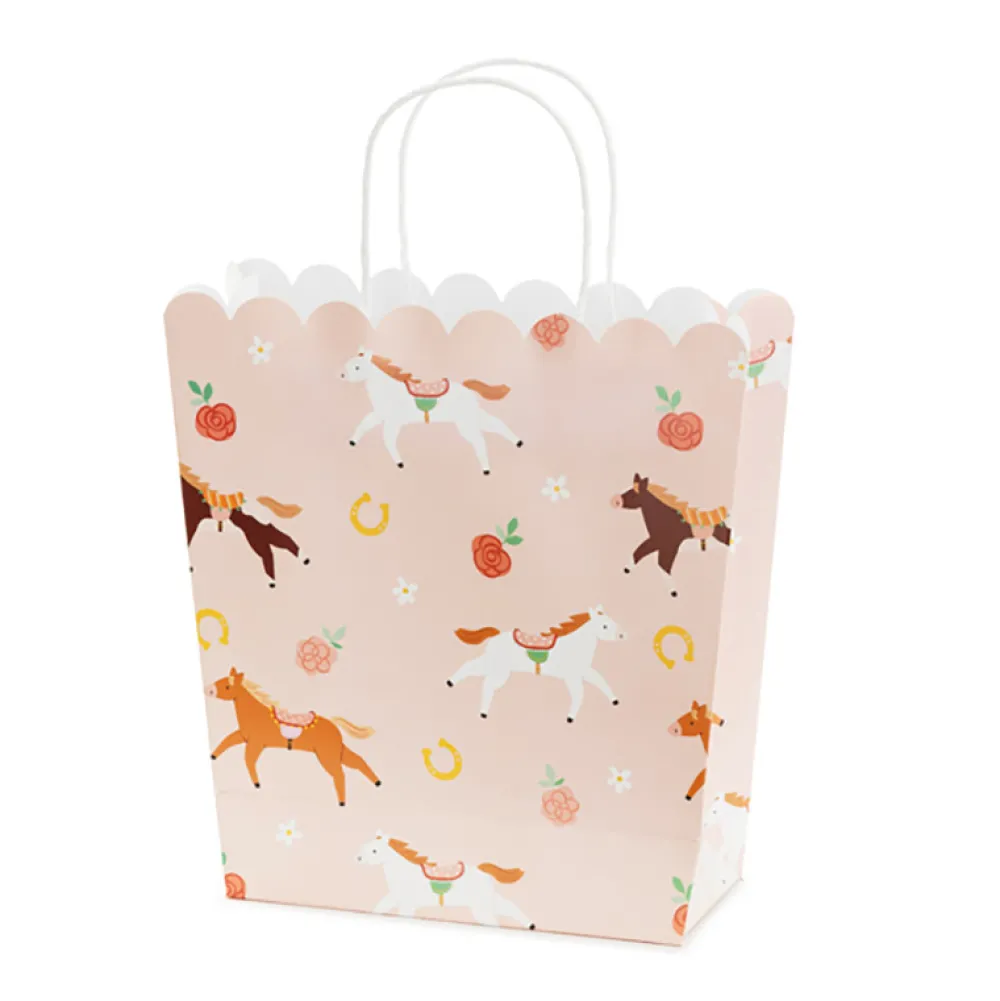 PartyDeco Torebka na prezenty Konie - różowa, 23 x 22 x 8,5 cm > Torby Papierowe