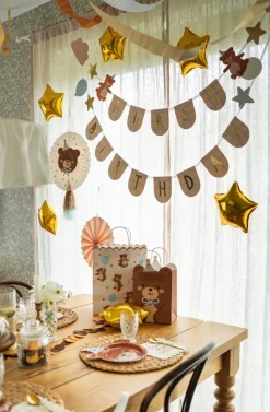 PartyDeco Torebka na prezenty Misie - beżowa, 26 x 32,5 x 13 cm