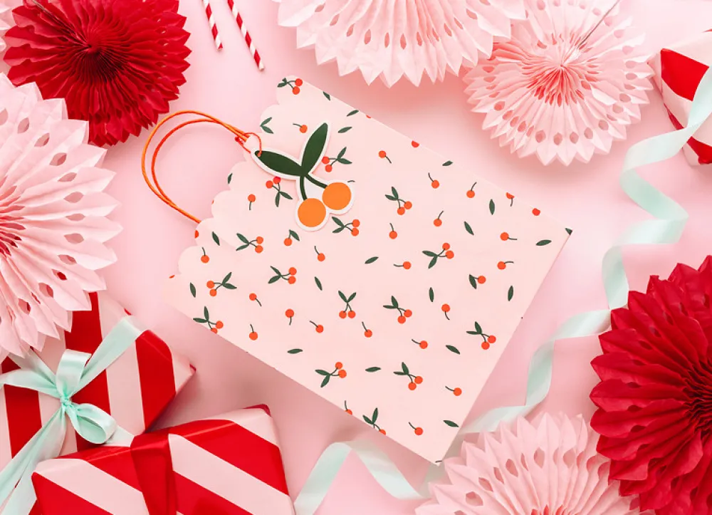 PartyDeco Torebka na prezenty, Wisienki - 26 x 32 x 13 cm