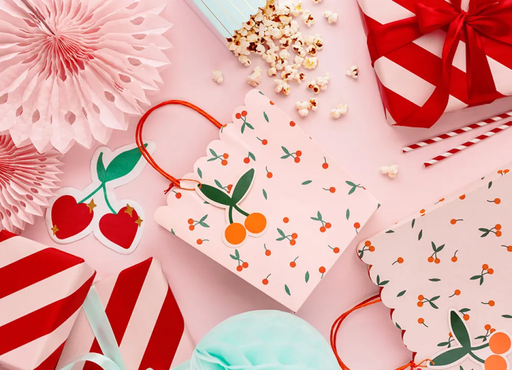 PartyDeco Torebka na prezenty, Wisienki - 26 x 32 x 13 cm