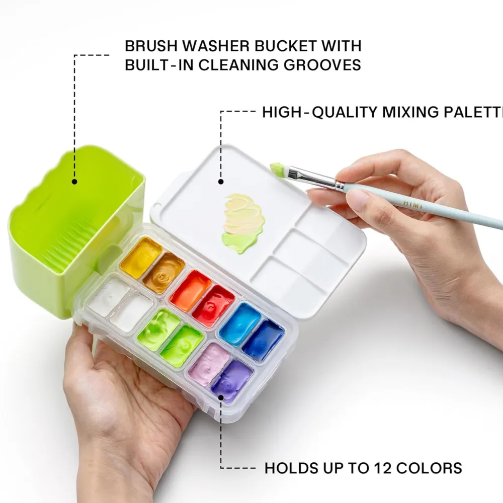HIMI Travel Box do farb Twin Cup & Jelly Cup - - Apple Green > Farby Gwasze I Tempery