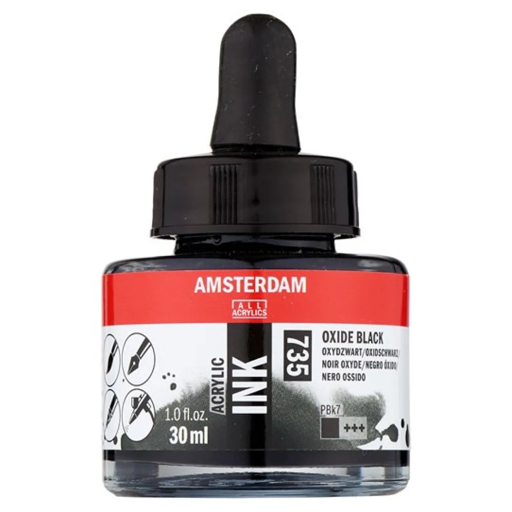 Amsterdam Tusz akrylowy - - Oxide Black, 30 ml > Farby Akrylowe