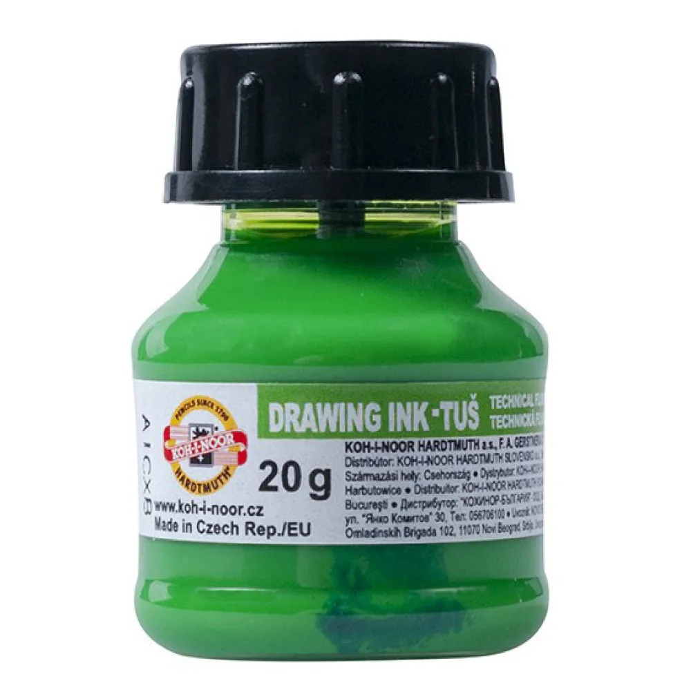 KOH-I-NOOR Tusz rysunkowy, kreślarski - - zielony fluorescencyjny, 20 g > Tusze Rysunkowe