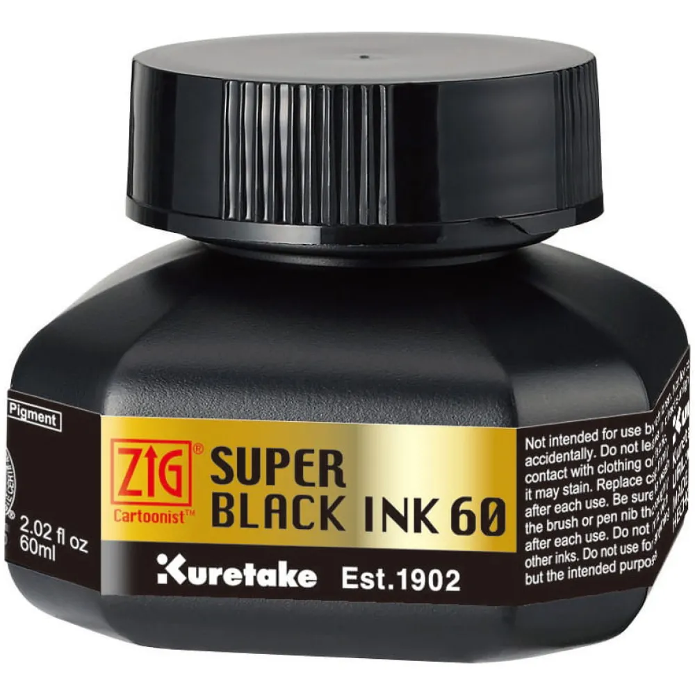 Kuretake Tusz rysunkowy ZIG Cartoonist Super Black Ink - - czarny, 60 ml