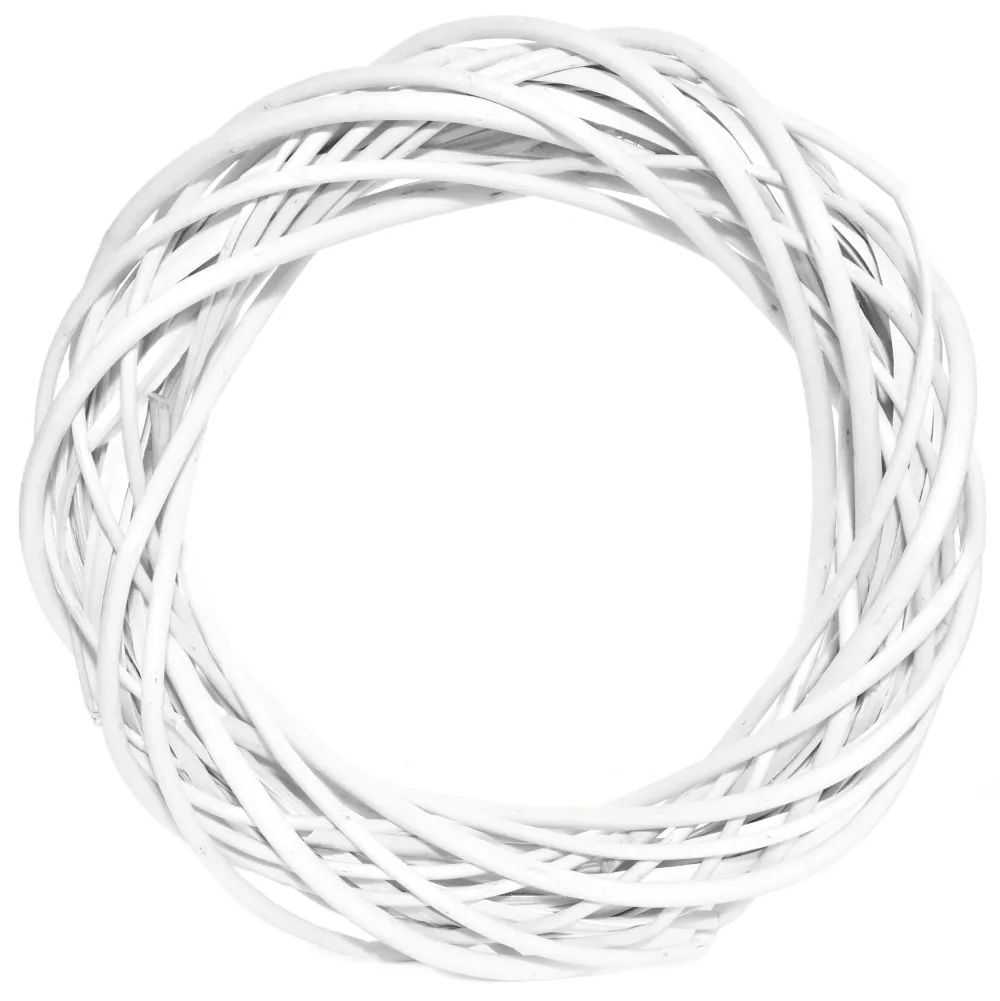 Wianek pleciony, wiklinowy, baza do stroików - biały, 40 cm