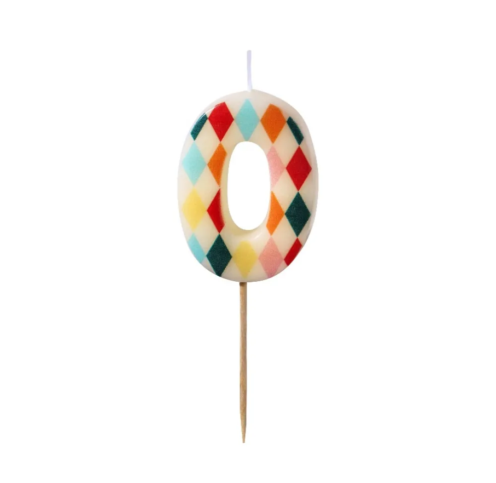 PartyDeco Świeczka urodzinowa cyferka 1 - kolorowe romby, 5,5 cm > Świeczki Urodzinowe