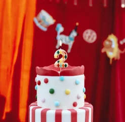 PartyDeco Świeczka urodzinowa cyferka 2 - kolorowe romby, 5,5 cm