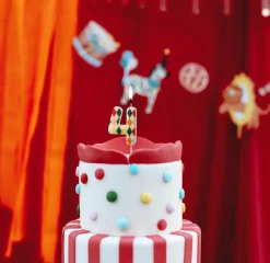 PartyDeco Świeczka urodzinowa cyferka 4 - kolorowe romby, 5,5 cm