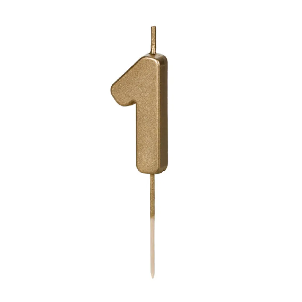 PartyDeco Świeczka urodzinowa cyferka 2 - złota, 4,5 cm > Świeczki Urodzinowe