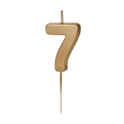 PartyDeco Świeczka urodzinowa cyferka 7 - złota, 4,5 cm