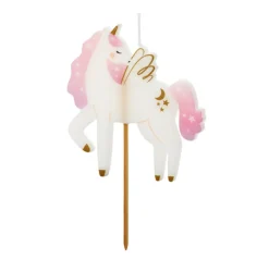 PartyDeco Świeczka urodzinowa Jednorożec - biała, 9 cm