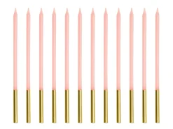 PartyDeco Świeczki urodzinowe gładkie - różowe, 14 cm, 12 szt. > Świeczki Urodzinowe