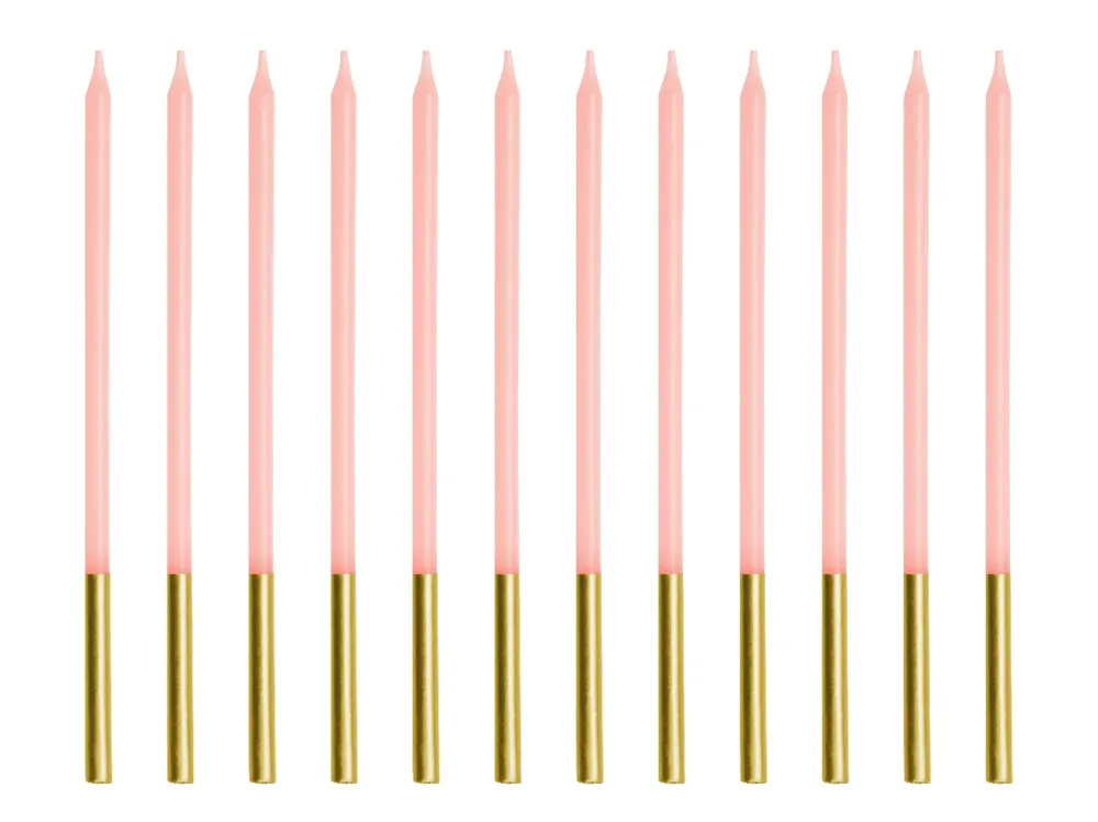PartyDeco Świeczki urodzinowe gładkie - różowe, 14 cm, 12 szt. > Świeczki Urodzinowe