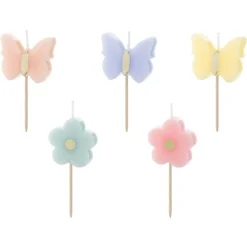 PartyDeco Świeczki urodzinowe Motyle i Kwiaty - 3,5 cm, 5 szt.