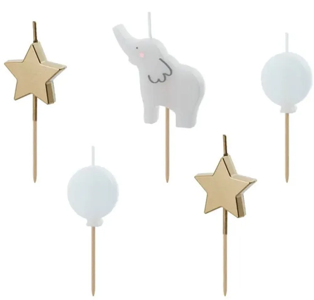 PartyDeco Świeczki urodzinowe Słonik - 3-5 cm, 5 szt. > Świeczki Urodzinowe