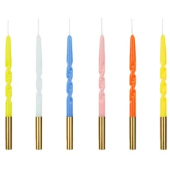 PartyDeco Świeczki urodzinowe zakręcone - kolorowe, 14 cm, 6 szt.