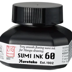Kuretake Wolnoschnący tusz ZIG Cartoonist Sumi Ink - - czarny, 60 ml > Tusze Do Kaligrafii