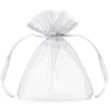PartyDeco Woreczki z organzy dla gości - białe, 10 cm, 10 szt.