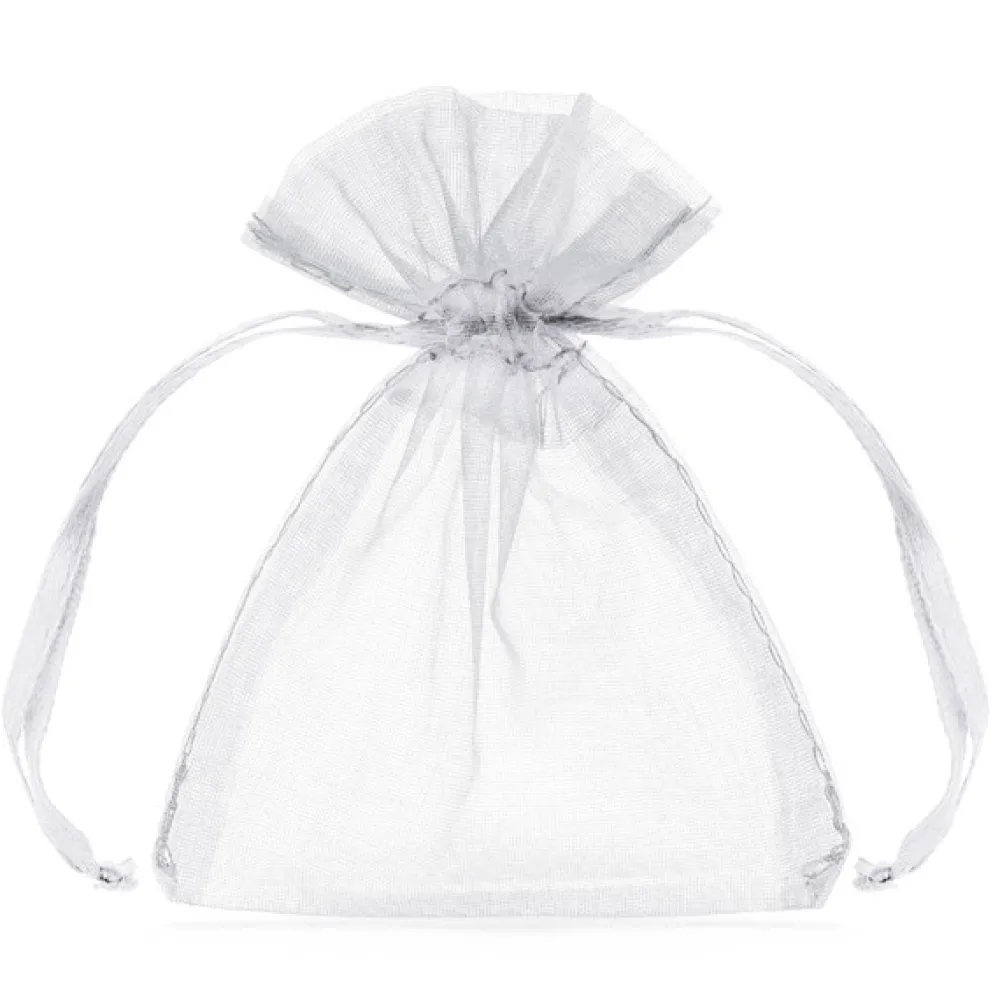PartyDeco Woreczki z organzy dla gości - białe, 10 cm, 10 szt.
