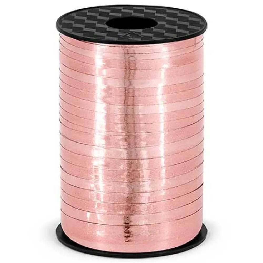 PartyDeco Wstążka plastikowa do balonów - różowe złoto, 5 mm x 225 m > Wstążki Do Balonów