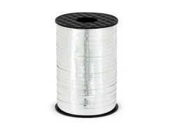 PartyDeco Wstążka plastikowa do balonów - srebrna metalizowana, 5 mm x 225 m