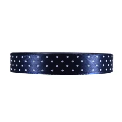 Wstążka w kropki - granatowa, 12 mm x 22 m > W Kropki