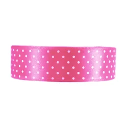 Wstążka w kropki - różowa, 25 mm x 22 m > W Kropki