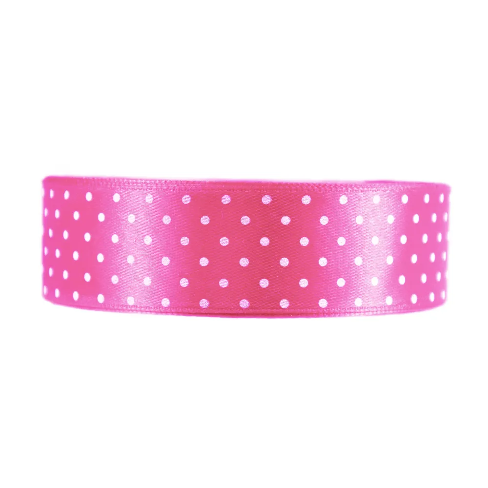Wstążka w kropki - różowa, 25 mm x 22 m > W Kropki