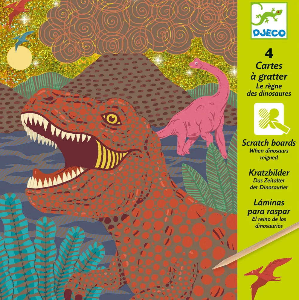 Djeco Wydrapywanka dla dzieci - - Dinozaury, 4 szt. > Wydrapywanki