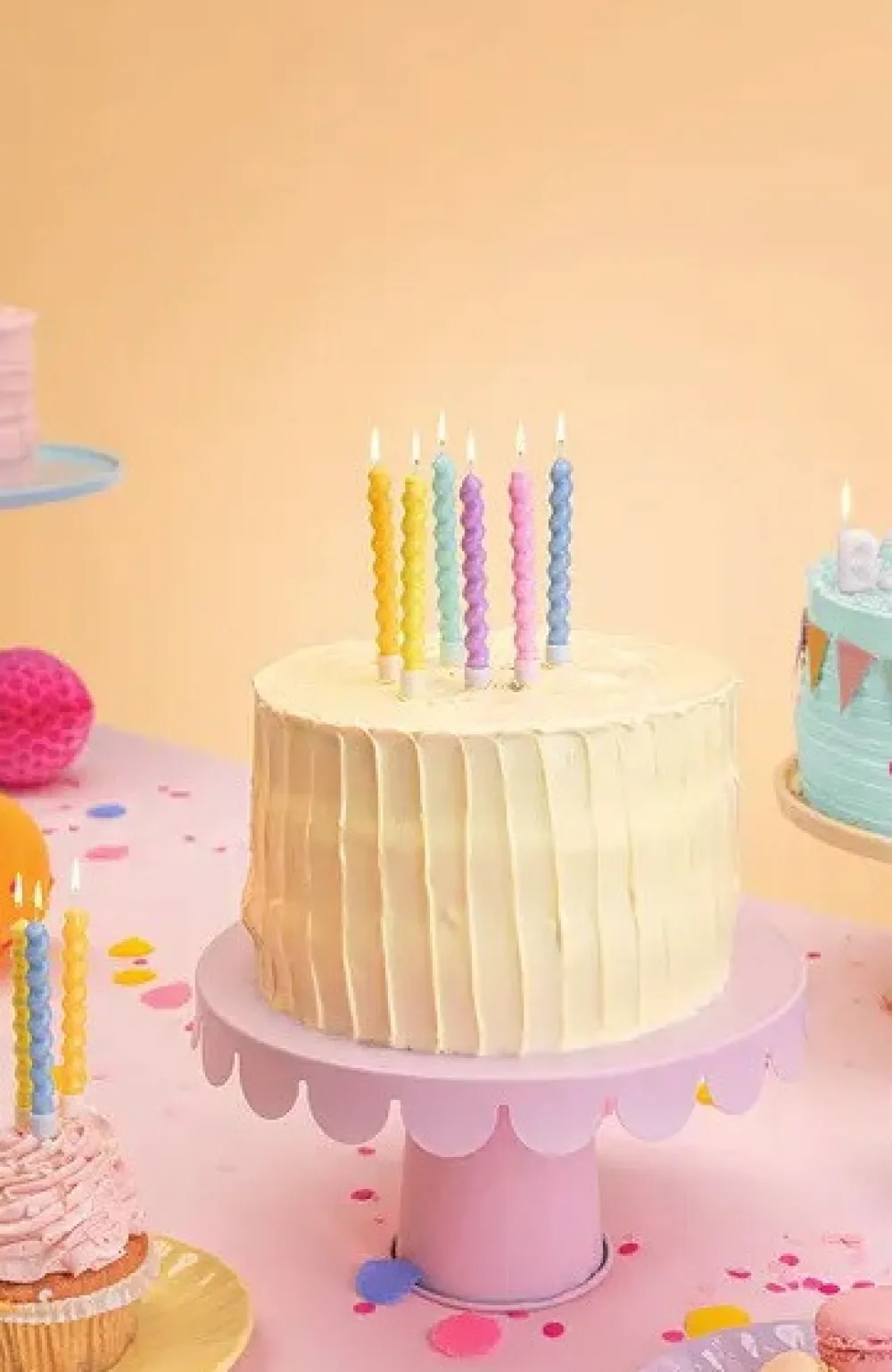 PartyDeco Zakręcone świeczki urodzinowe - pastelowe, 8,5 cm, 6 szt.