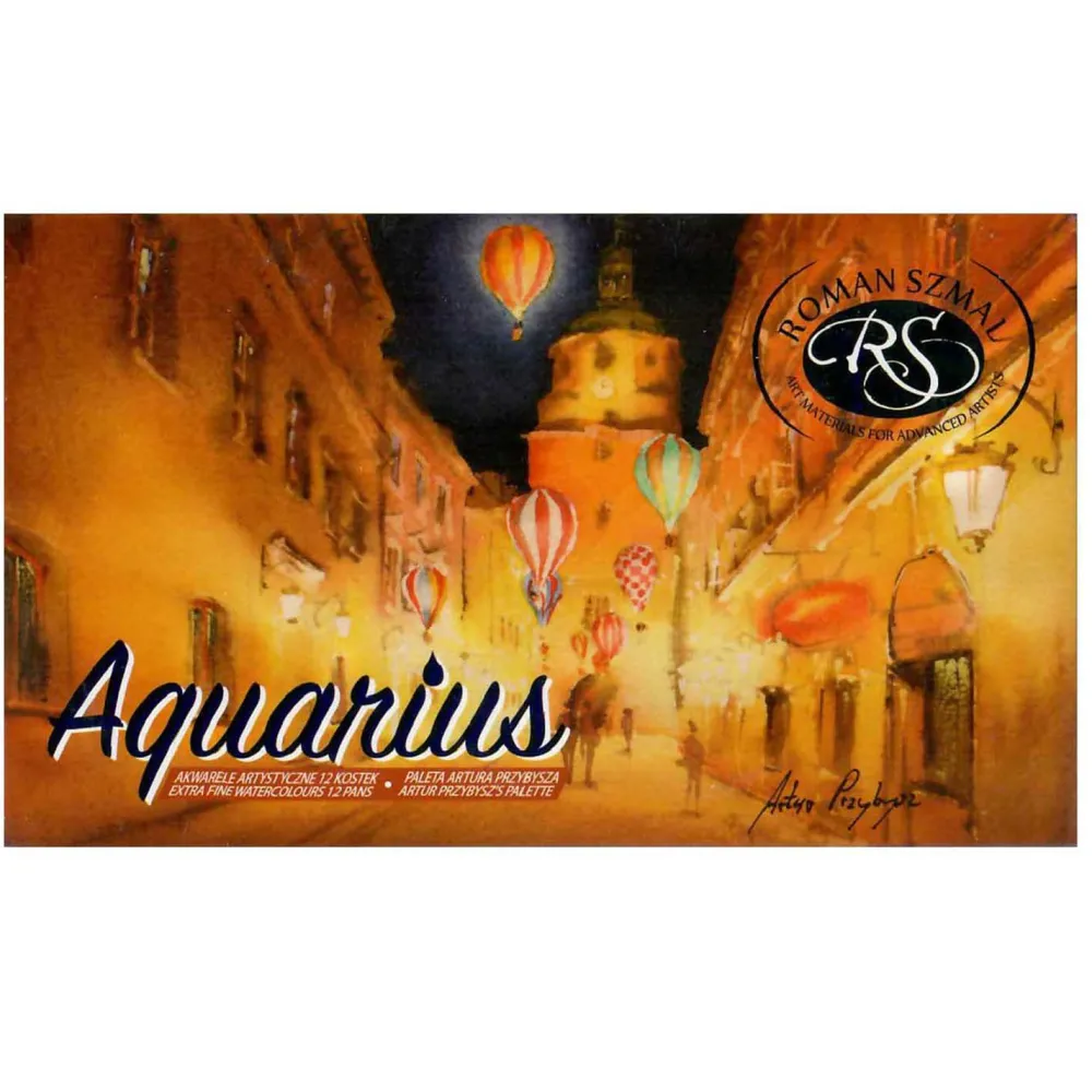 Roman Szmal Zestaw akwareli Aquarius w kostkach, Artur Przybysz - - 12 kolorów > Farby Akwarelowe