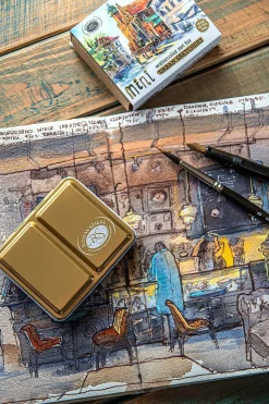 Roman Szmal Zestaw akwareli Aquarius w półkostkach Mini Urban Sketchers - - Pink, 8 kolorów ><noscript><img width=