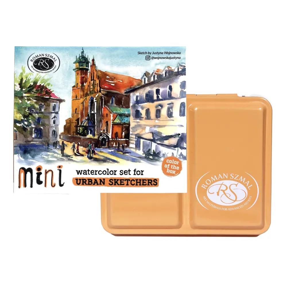 Roman Szmal Zestaw akwareli Aquarius w półkostkach Mini Urban Sketchers - - Apricot, 8 kolorów