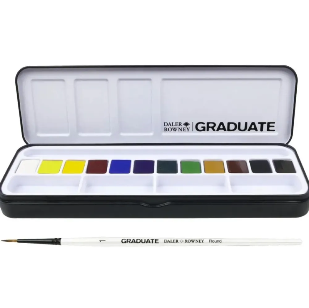 Daler Rowney Zestaw akwareli Graduate w półkostkach - - 12 szt.