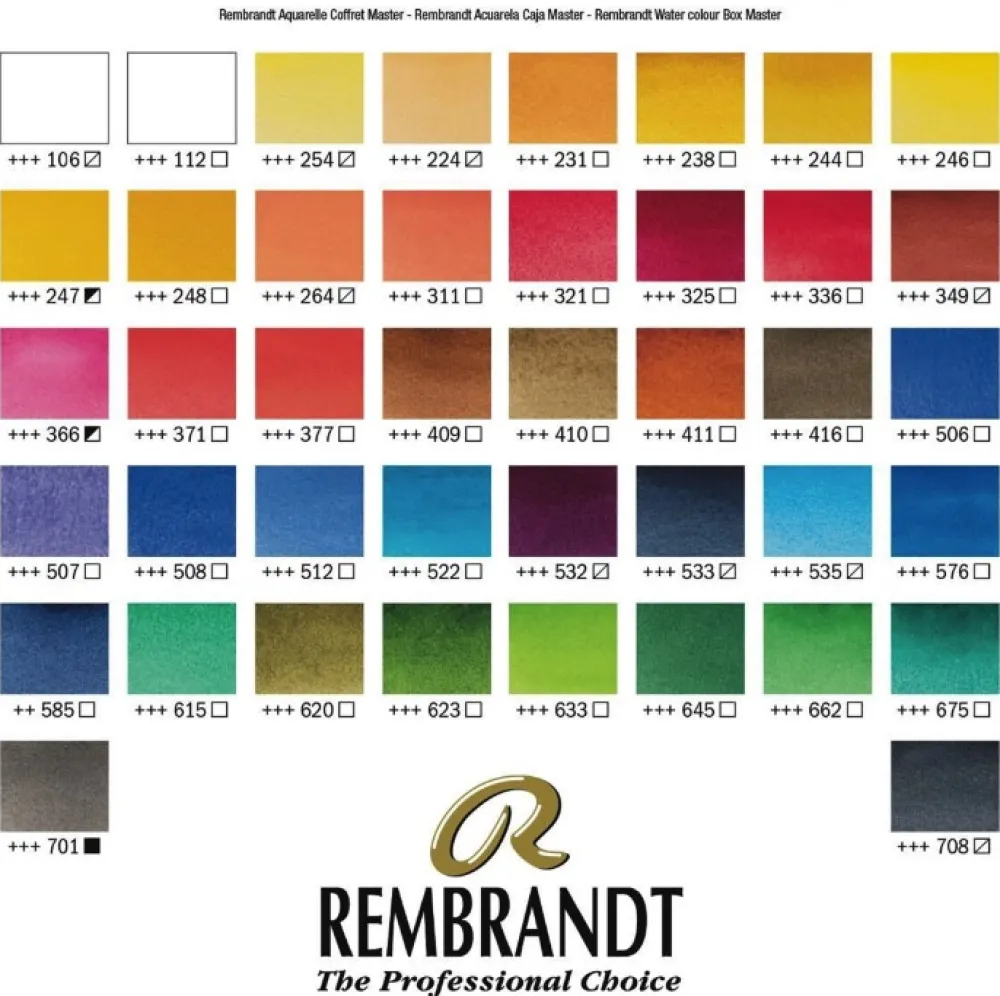 Rembrandt Zestaw akwareli Master w półkostkach - - 42 kolory