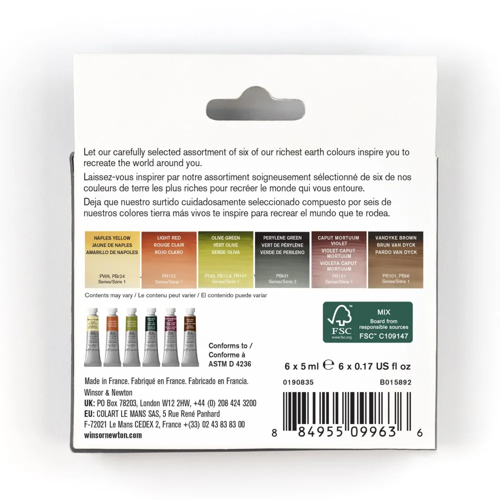 Winsor & Newton Zestaw akwareli Professional Rich Earth - - 6 x 5 ml > Farby Akwarelowe