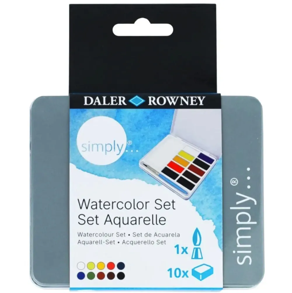 Daler Rowney Zestaw akwareli Simply w półkostkach - - 10 szt.